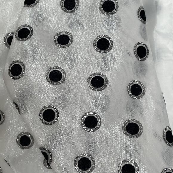 DRESSBARN COLLECTION 12 Collared Sparkly Blazer Rhinestone Clasp WHITE BLACK - Picture 8 of 16